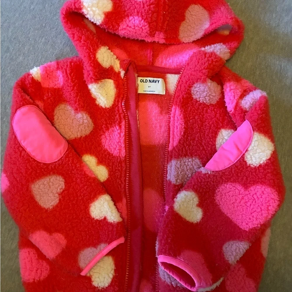 Old Navy Pink and White Fleece Jacket